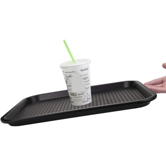 12 Pack Plastic Serving Trays Fast Food Trays Cafeteria Kitchen Party Black - Picture 5 of 8